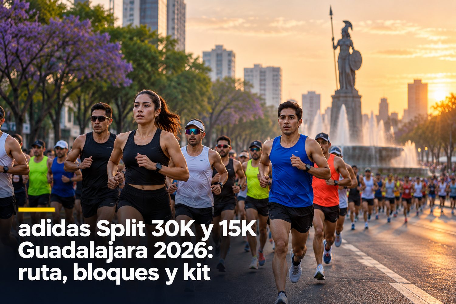 Corredores del adidas Split 30K sobre Av. Ignacio L. Vallarta con la Glorieta de la Minerva al fondo