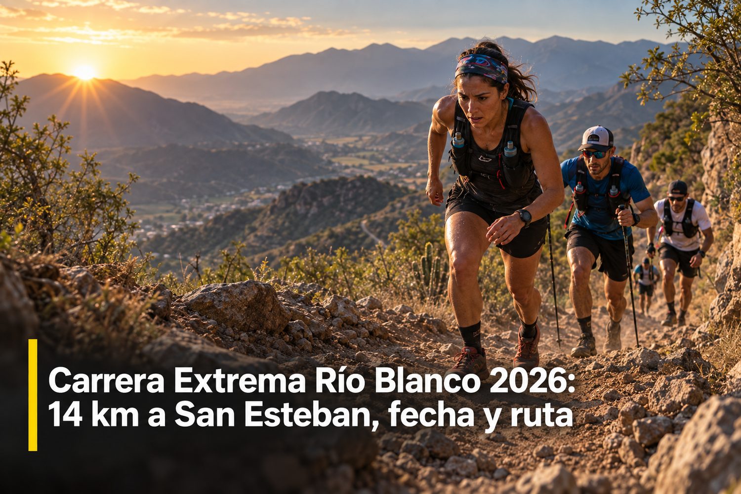 Corredores en un camino de terracería con piedra suelta durante la Carrera Extrema Río Blanco – San Esteban, en Zapopan