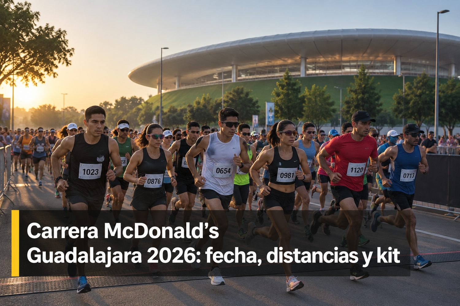 Familias y corredores en la salida de la Carrera McDonald's Guadalajara junto al Estadio Akron