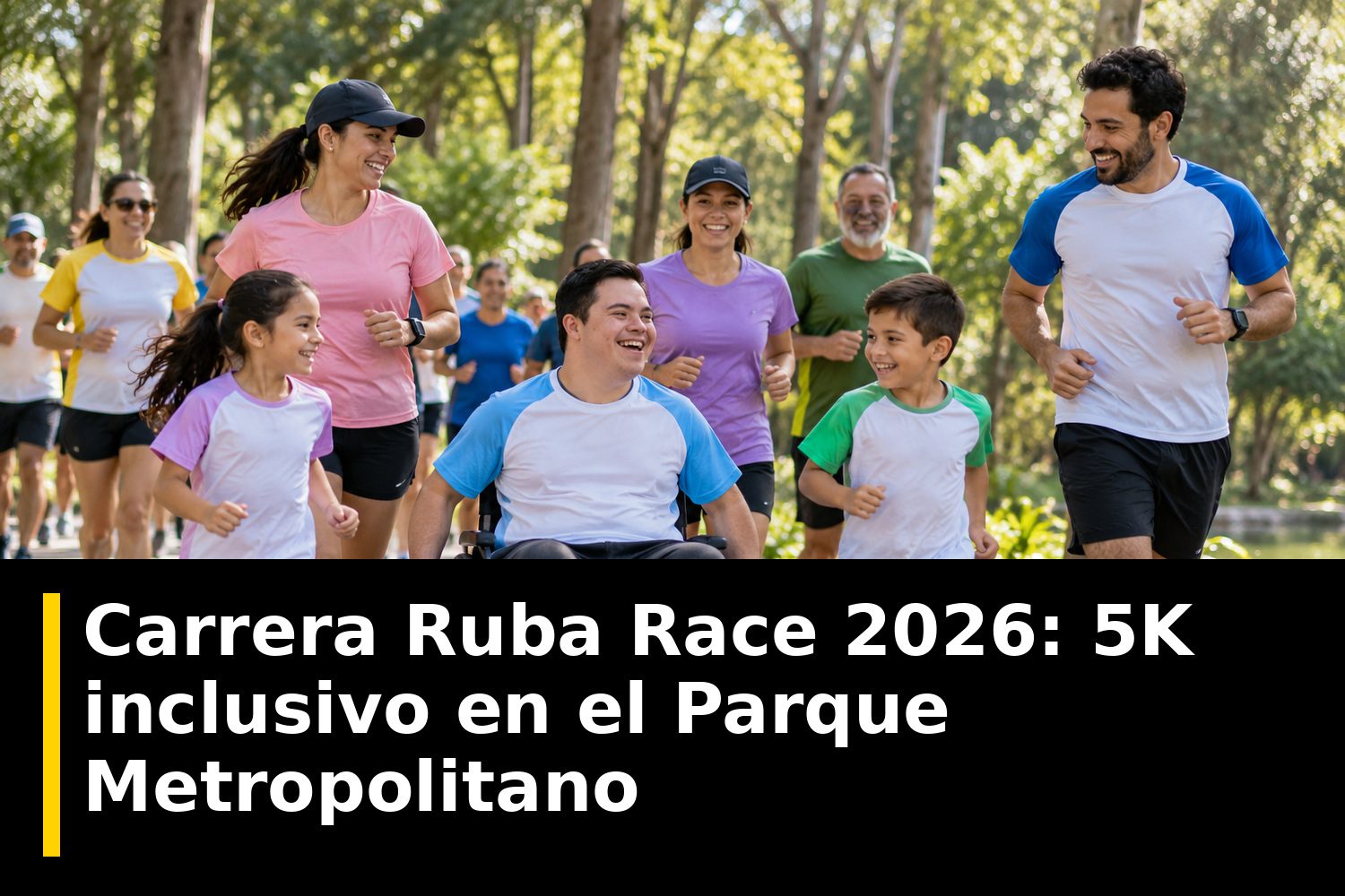 Corredor en silla de ruedas deportiva y corredores a pie en un andador del Parque Metropolitano de Guadalajara
