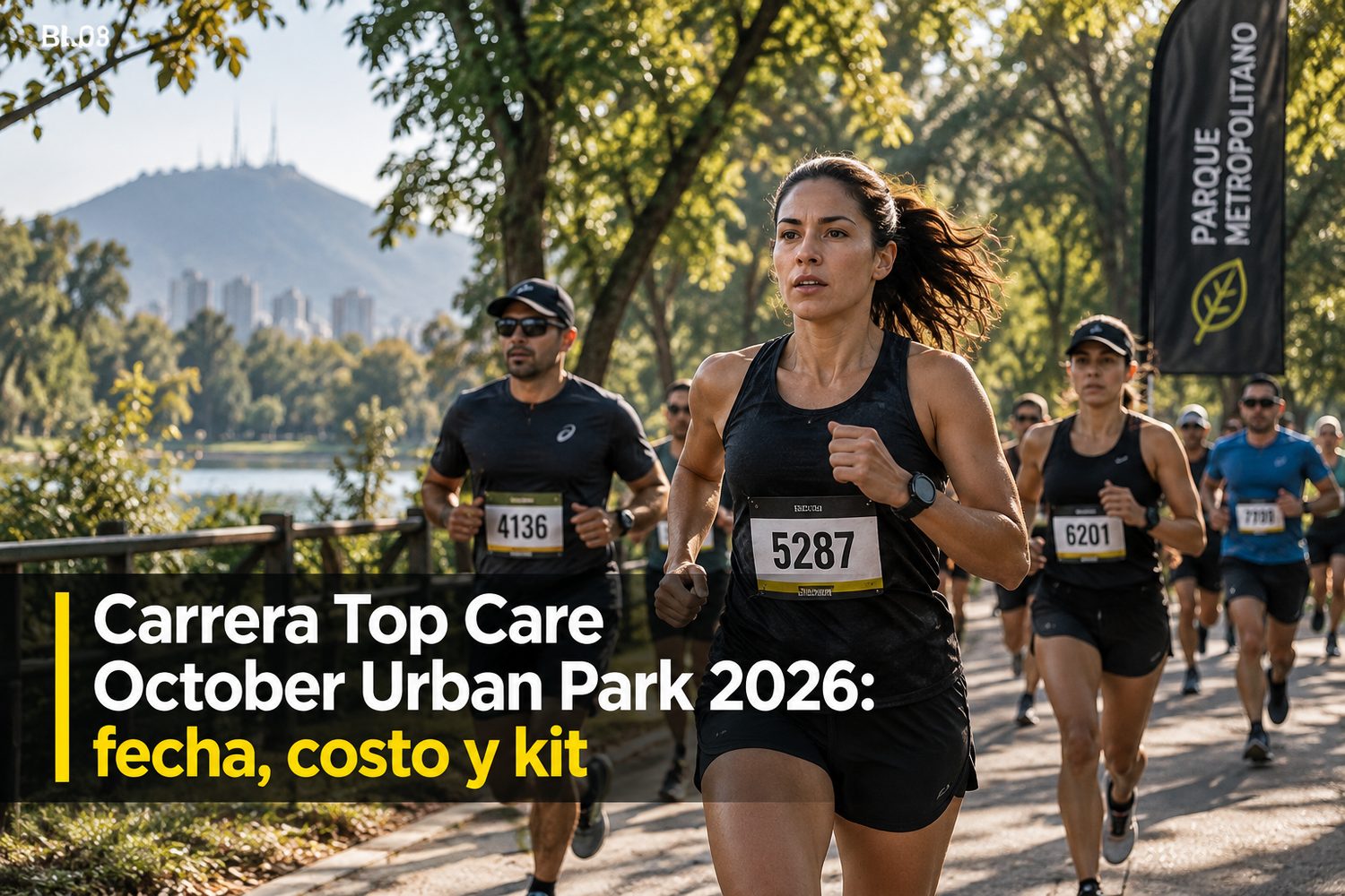 Corredores de 5 y 10 km en un camino arbolado del Parque Metropolitano durante la Carrera Top Care