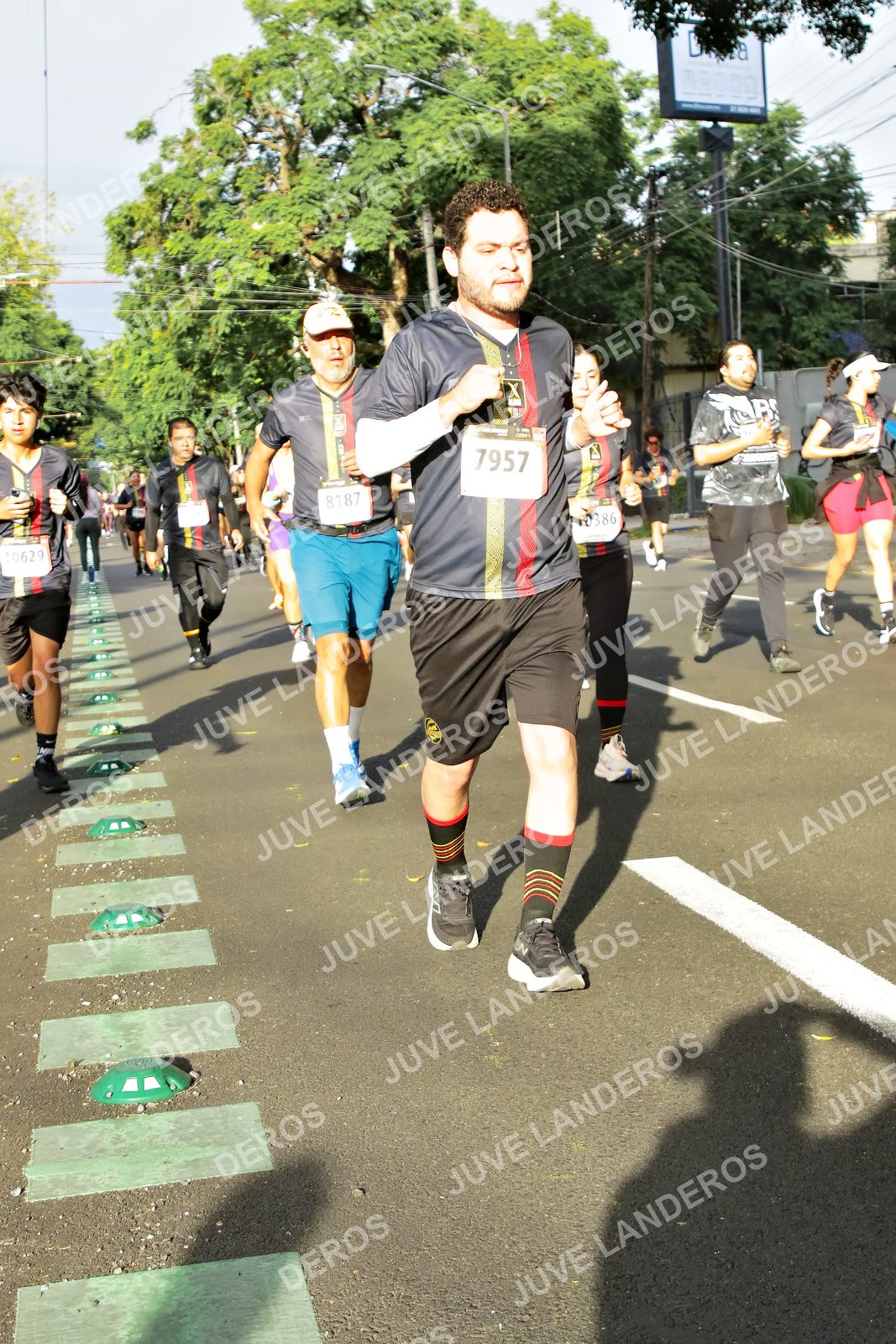 Foto de la X Carrera Leones Negros Red Cola 2026 en Rectoría General de la UdeG, Av. Juárez 976 (meta en Av. Enrique Díaz de León y Pedro Moreno), Guadalajara a las 07:58 · dorsal 7957, 8187, 10629, 386