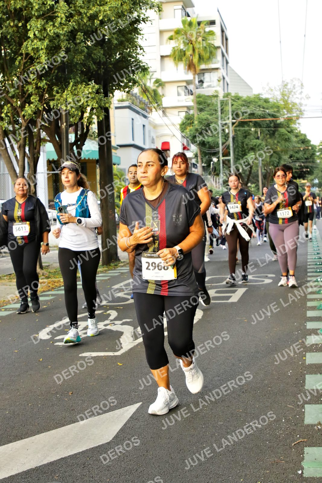 Foto de la X Carrera Leones Negros Red Cola 2026 en Rectoría General de la UdeG, Av. Juárez 976 (meta en Av. Enrique Díaz de León y Pedro Moreno), Guadalajara a las 07:21 · dorsal 2968, 1372, 5611, 5474